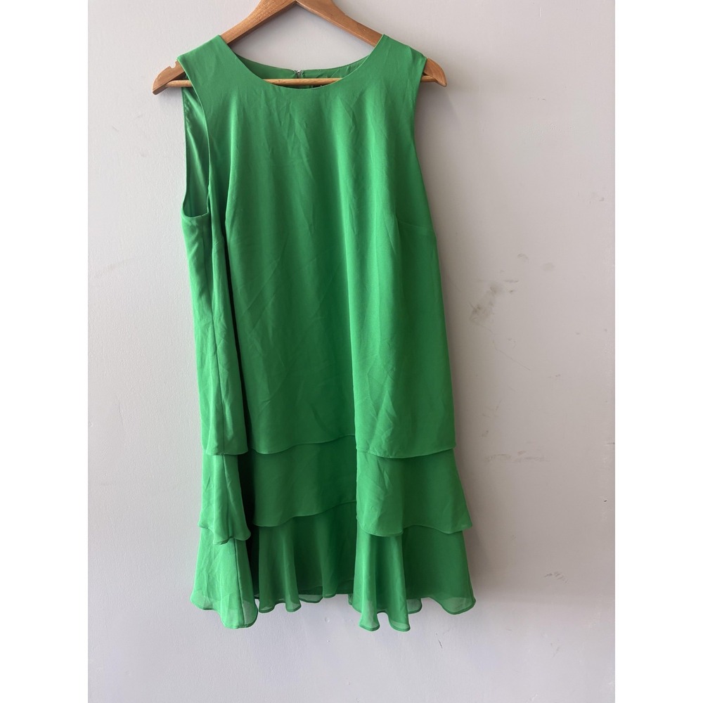 Lauren Ralph Lauren Dress Womens 14 Green Layered Sleeveless‎ Chiffon Shift